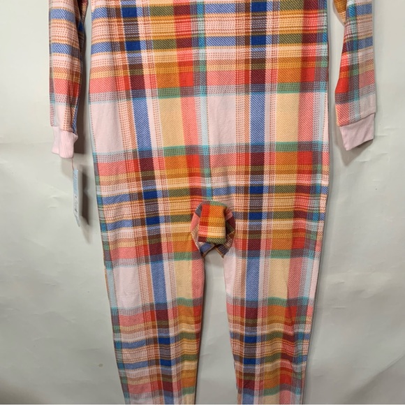 CAT & JACK Girls' Printed Union Suit Onesies Fleece Plaid Pajamas w. Hood - Picture 8 of 15